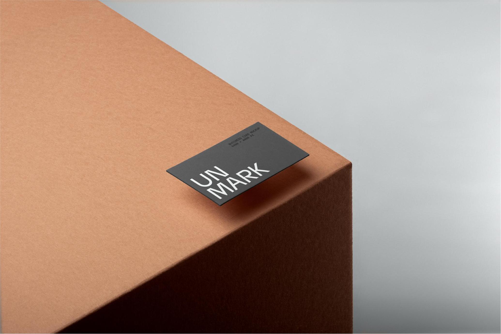 Business Card Mockup on Cardboard Box