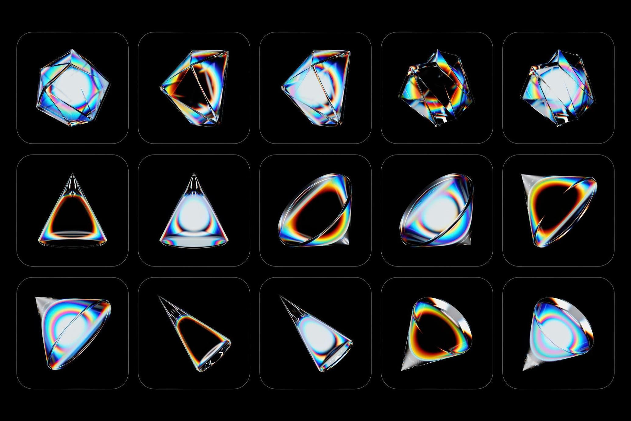 3D Prism Glass Illustrations
