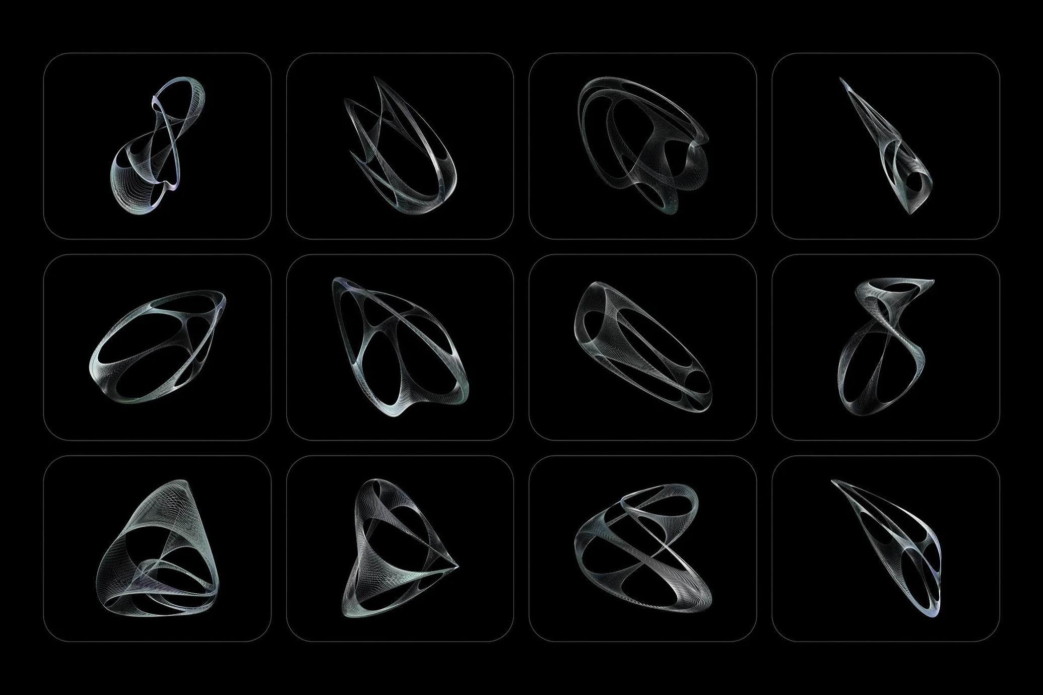 3D Chrome Wireframes