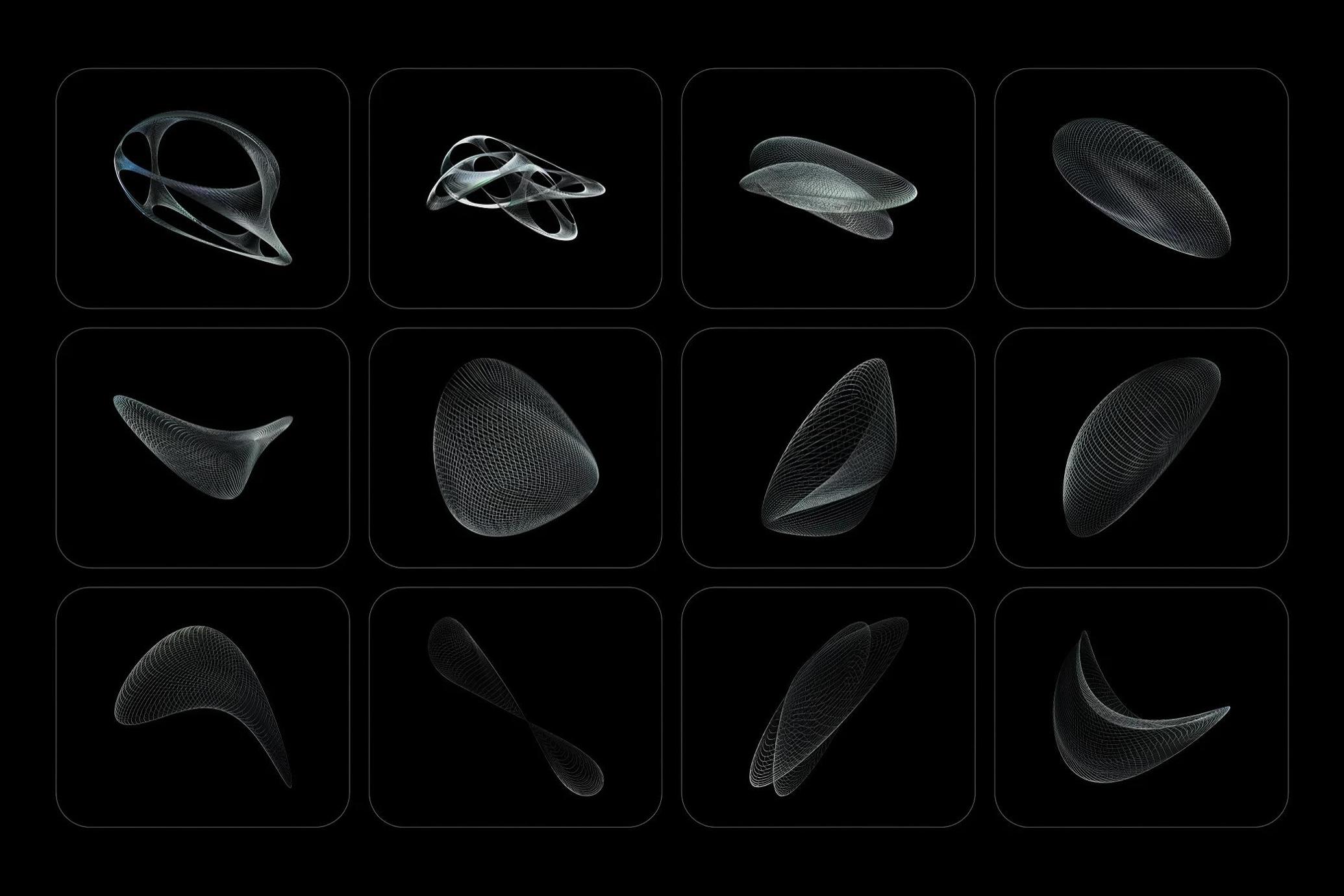 3D Chrome Wireframes
