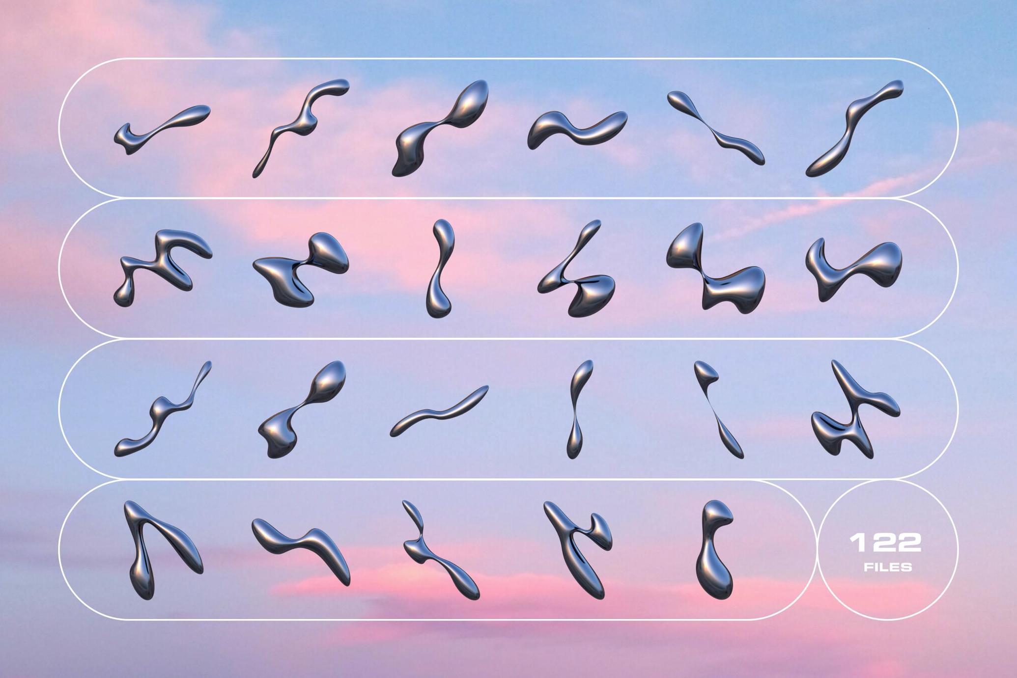 3D Liquid Metal Illustrations