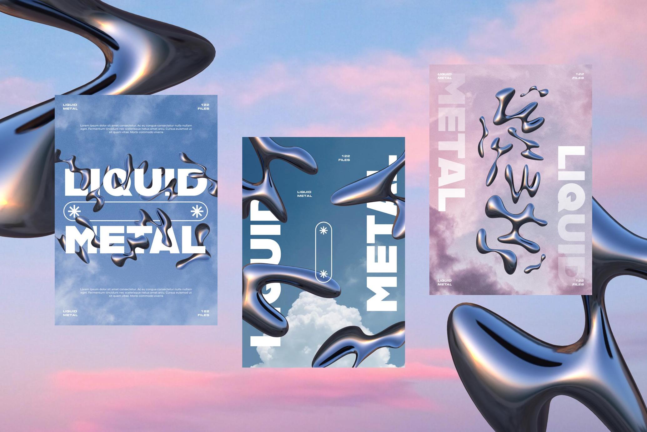3D Liquid Metal Illustrations