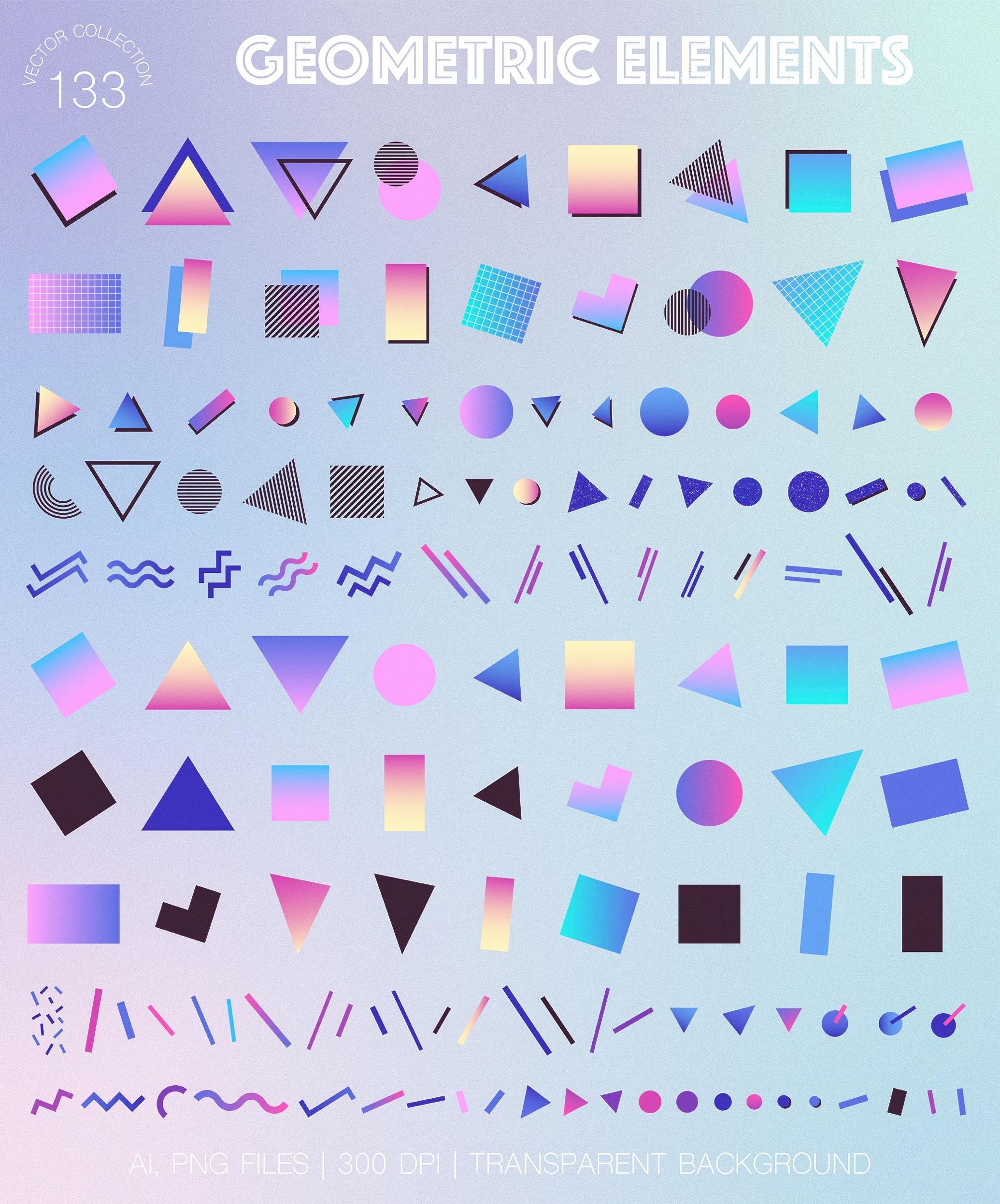 80s Retro Geometry & Gradients