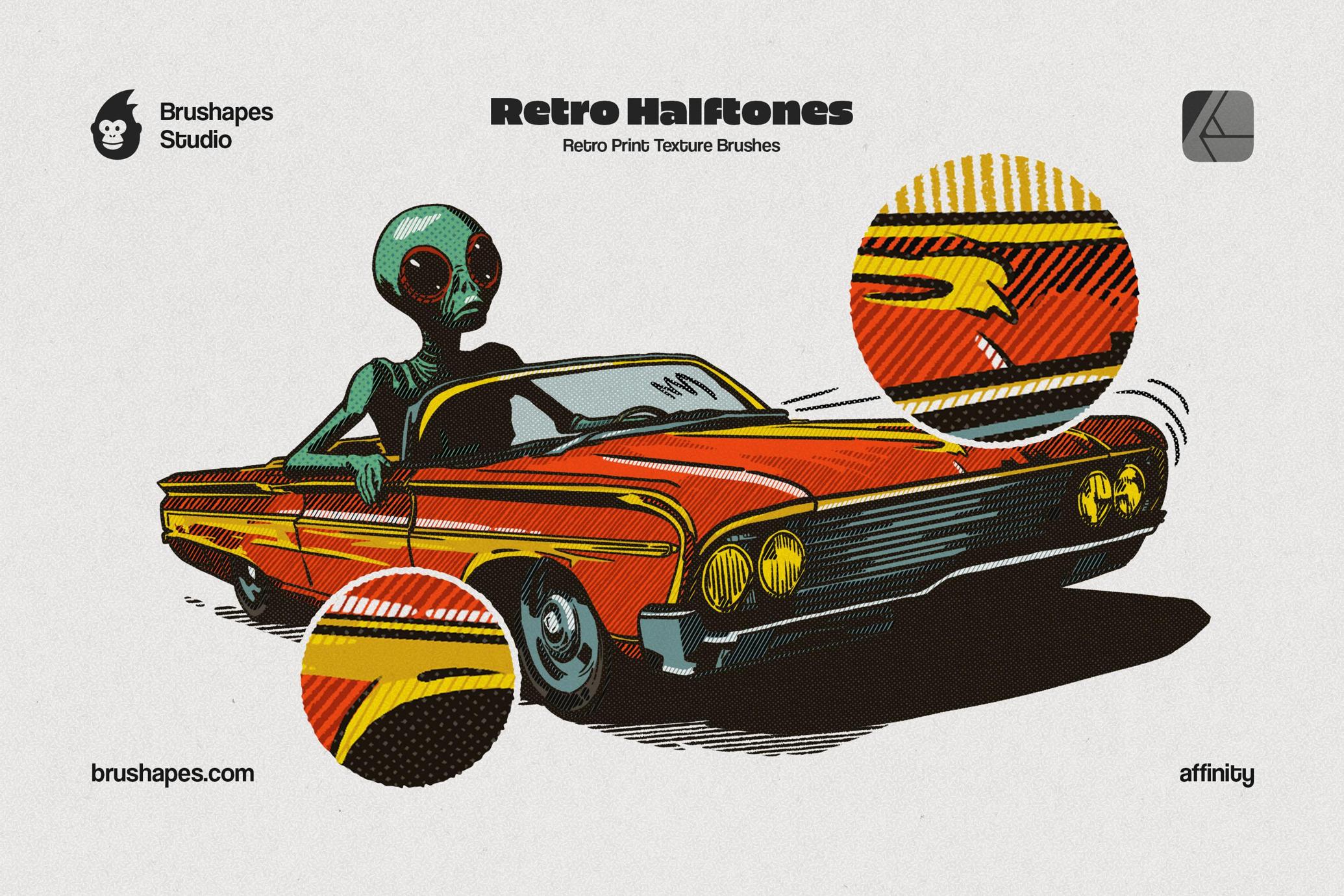 Retro Halftone Affinity Brushes