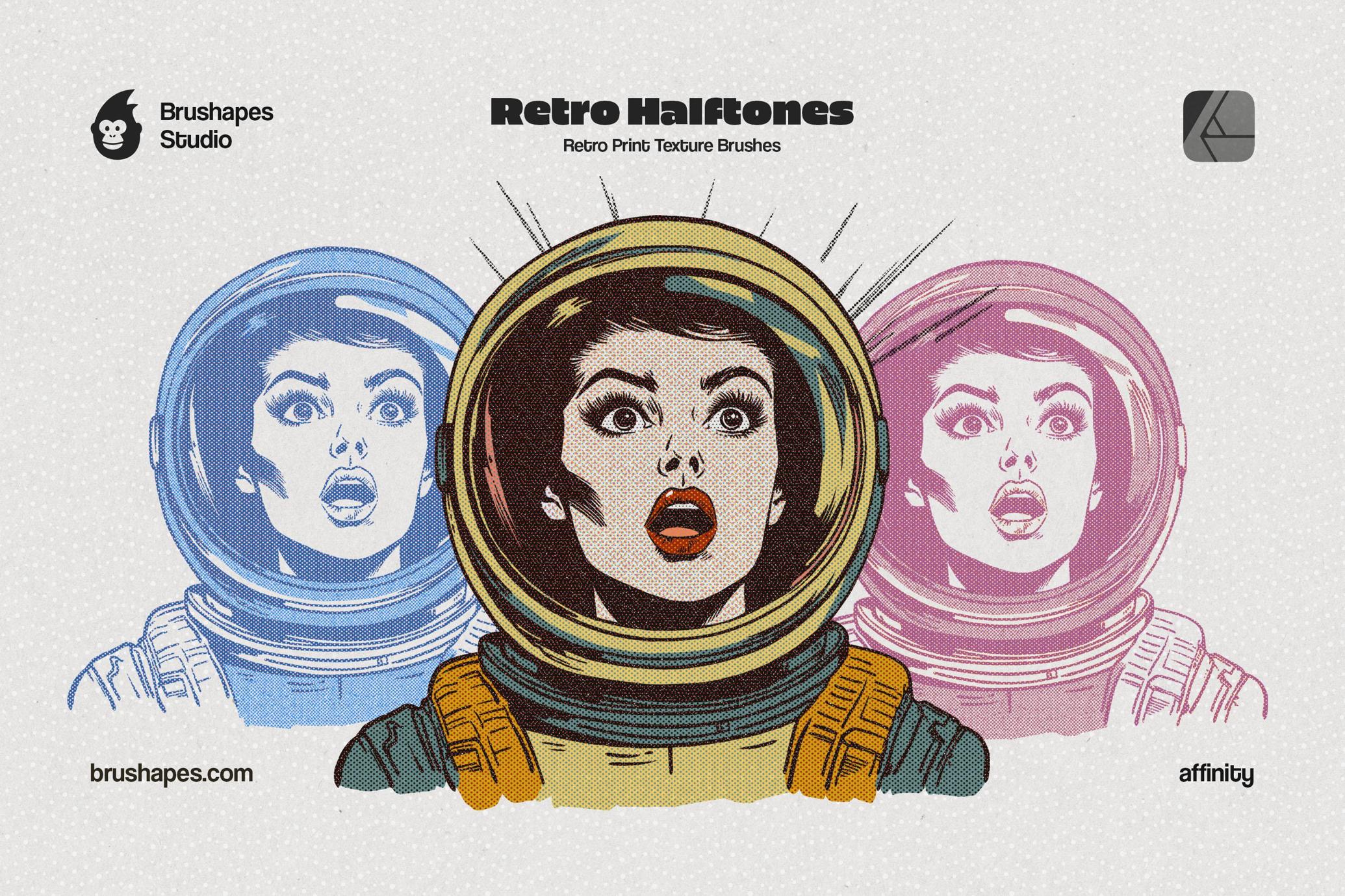 Retro Halftone Affinity Brushes