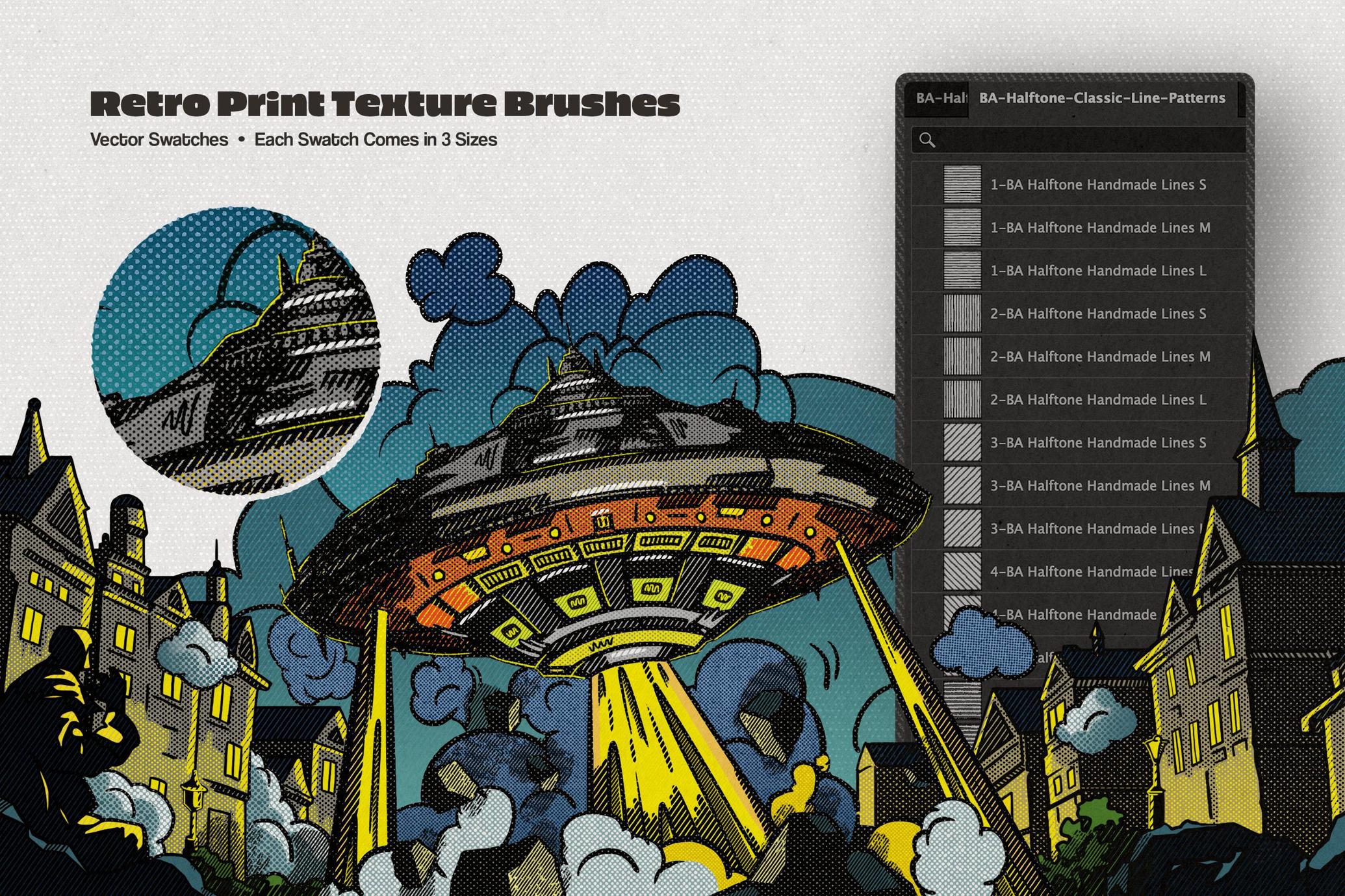Retro Halftone Illustrator Brushes