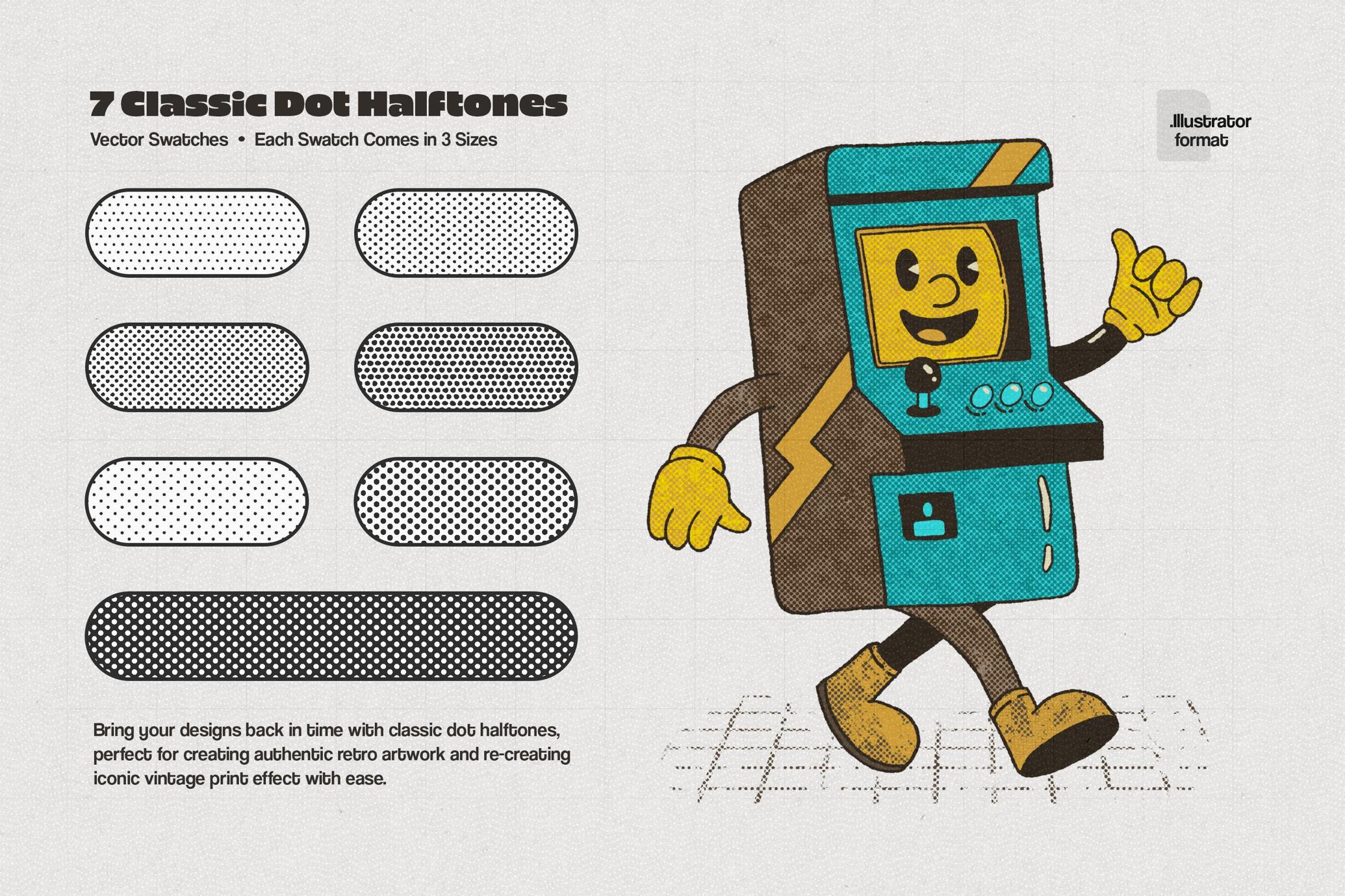 Retro Halftone Illustrator Brushes