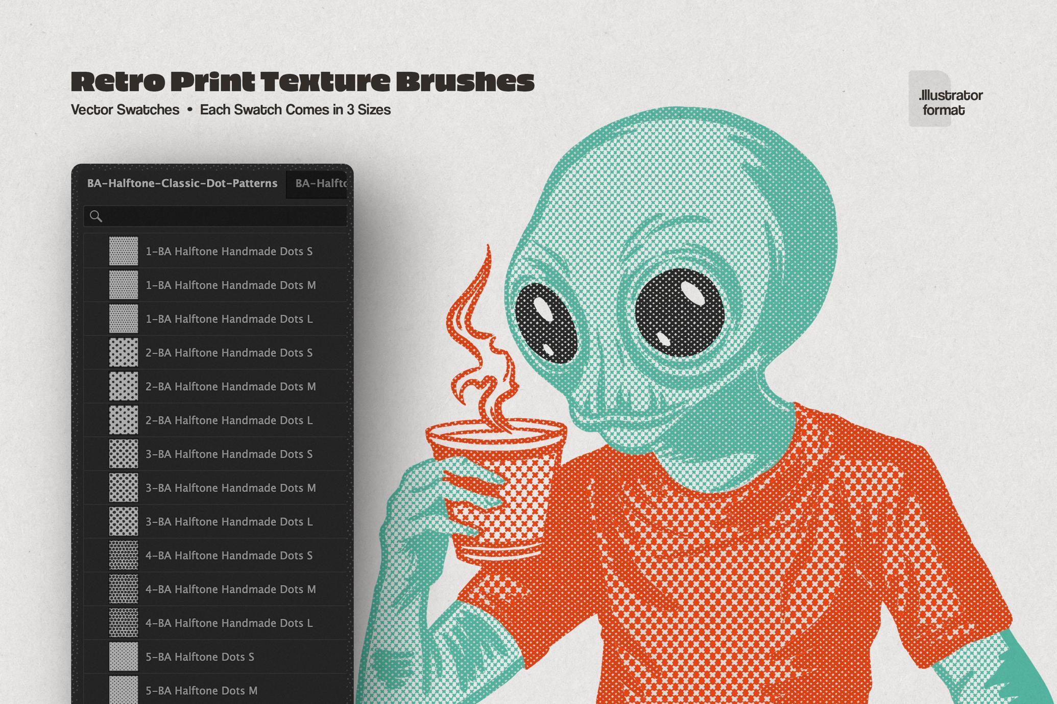 Retro Halftone Illustrator Brushes