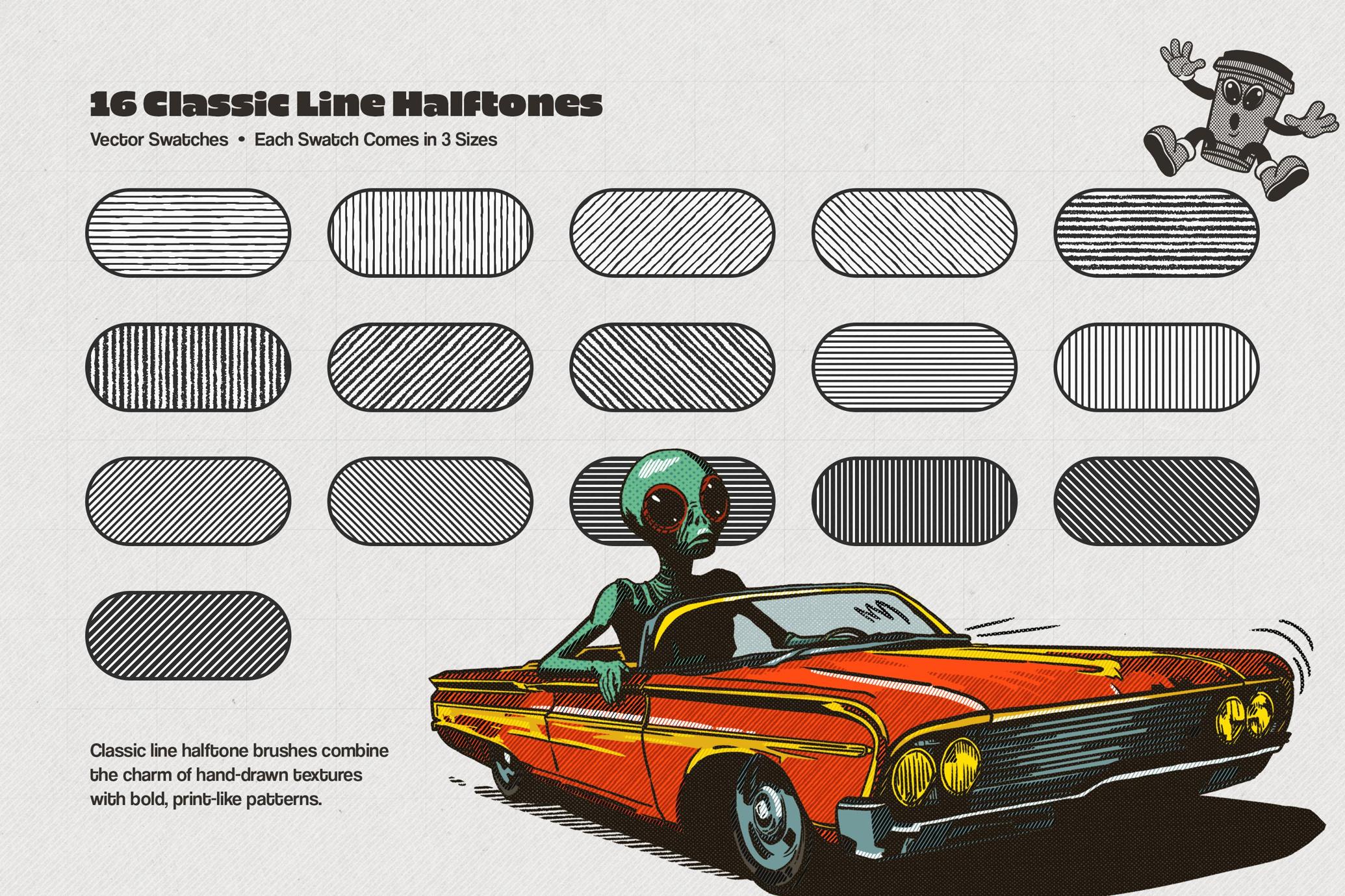Retro Halftone Illustrator Brushes