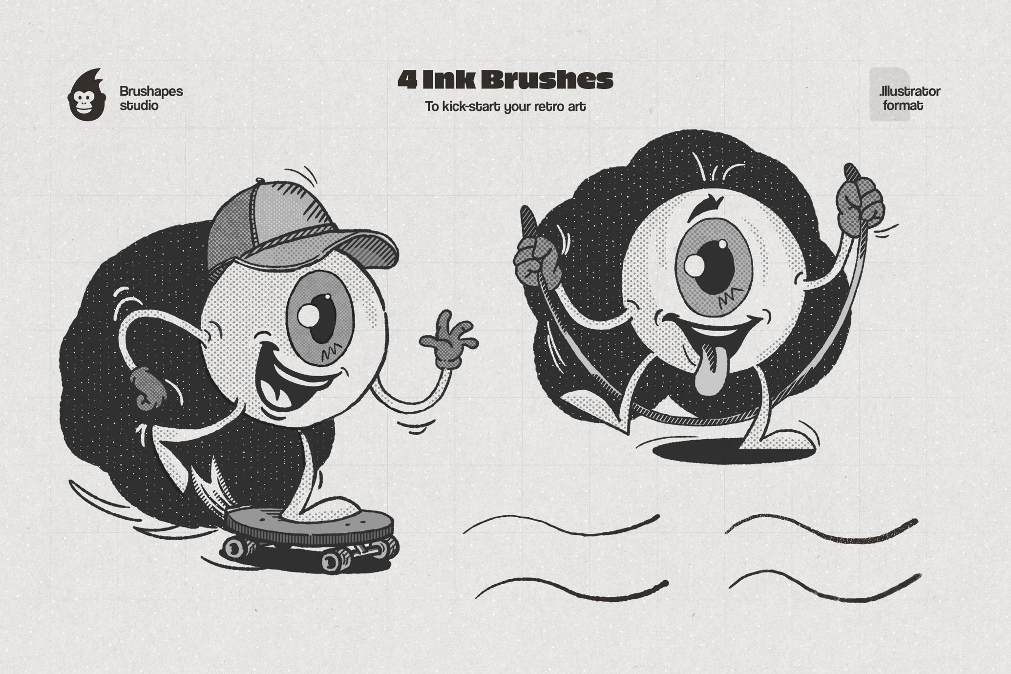 Retro Halftone Illustrator Brushes