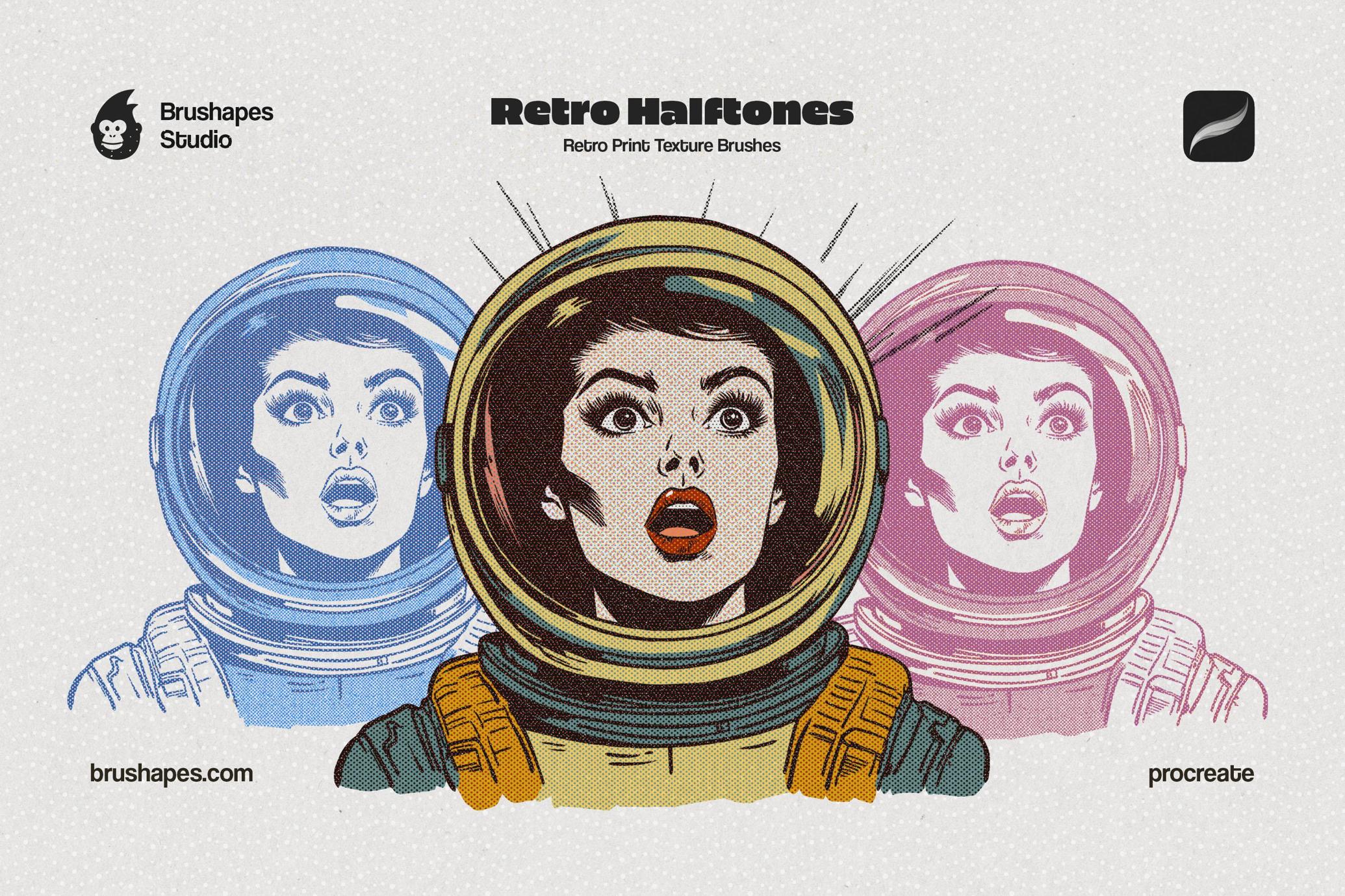 Retro Halftone Procreate Brushes