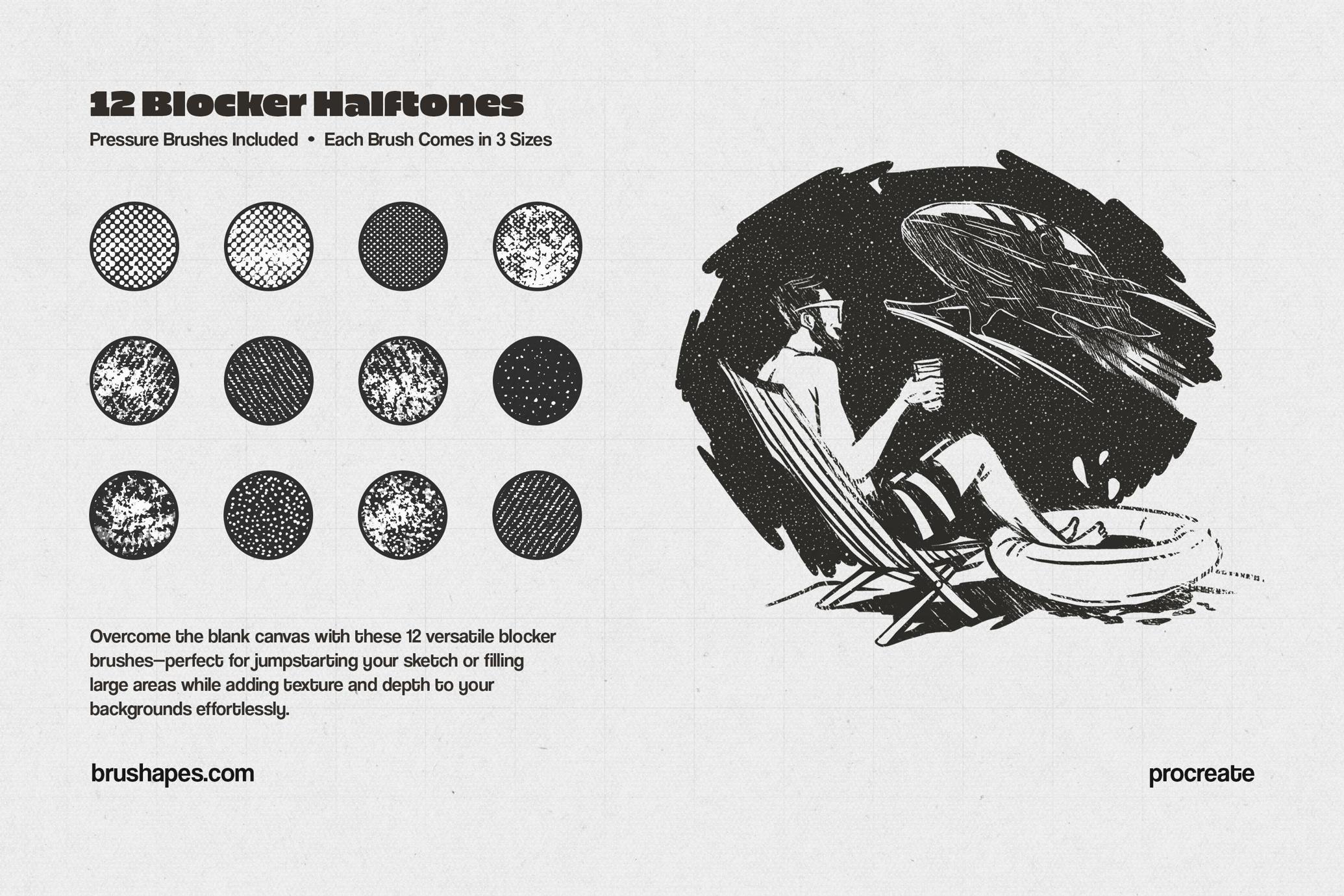 Retro Halftone Procreate Brushes