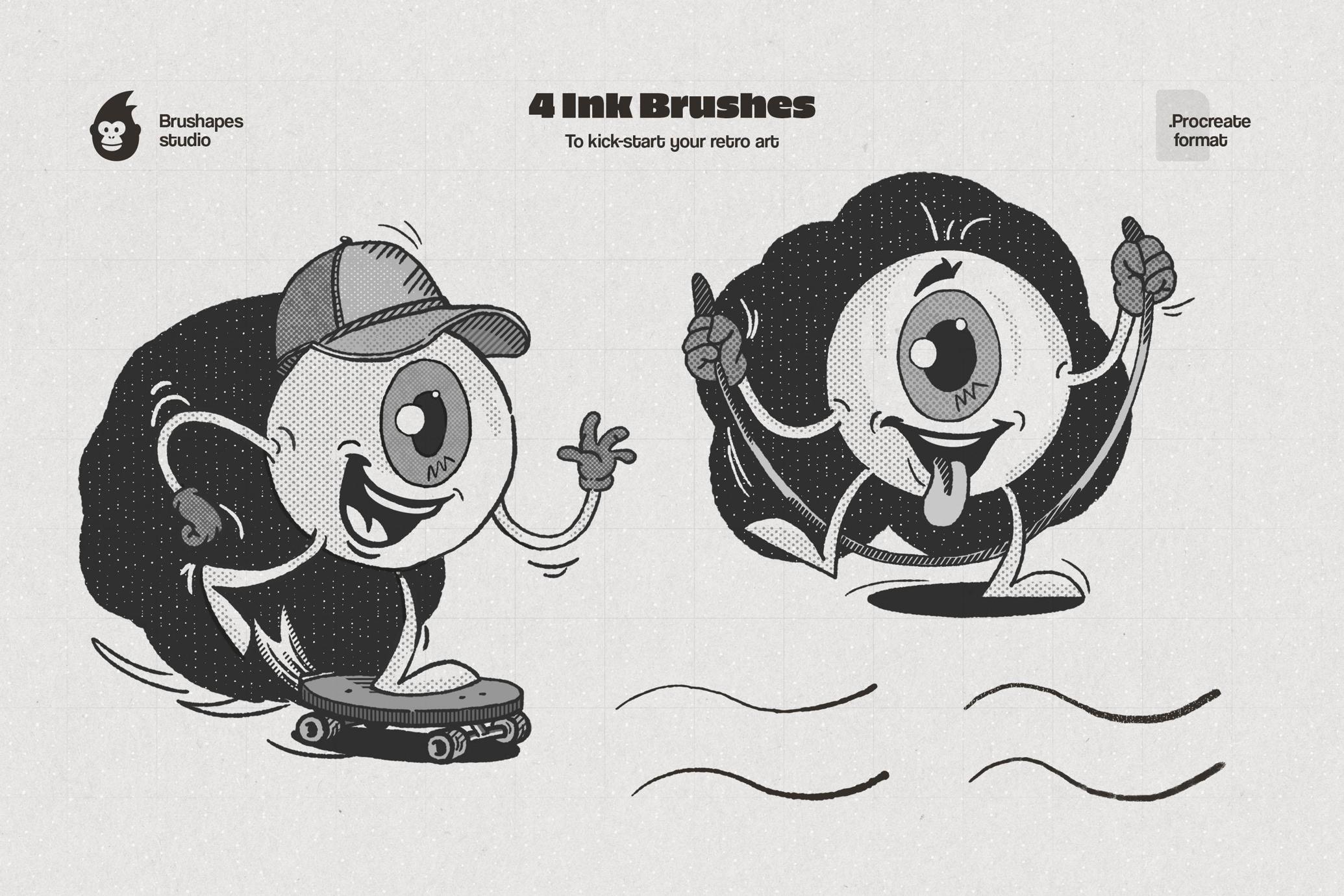 Retro Halftone Procreate Brushes