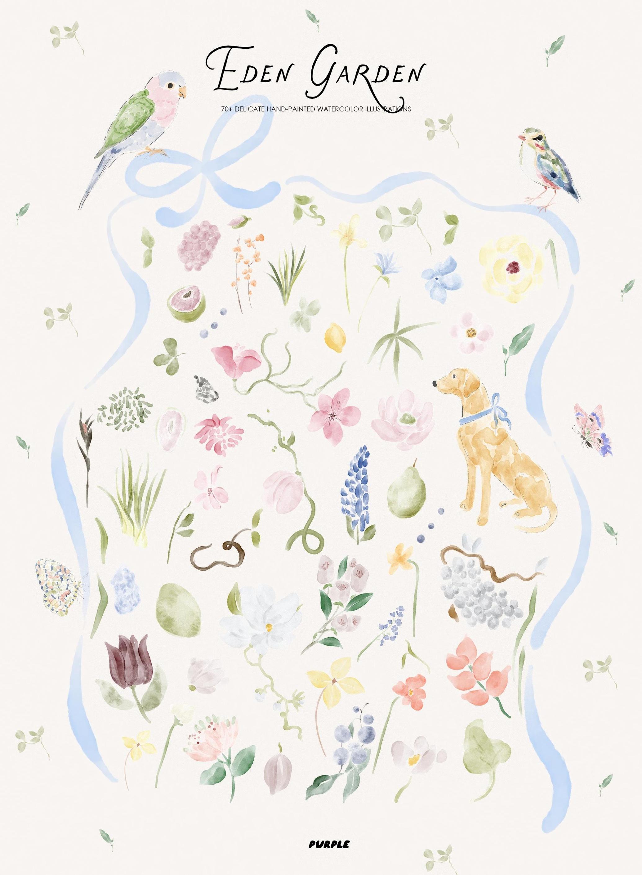 Eden Garden: Watercolor Clipart