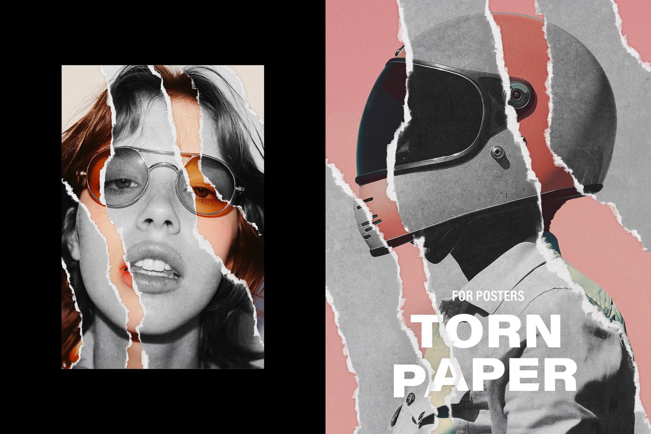 Mixed Torn Paper Poster Effect