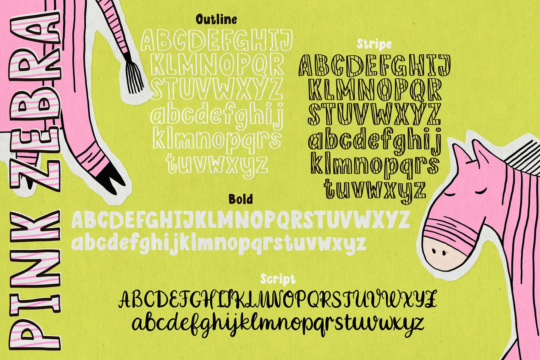 Pink Zebra Quirky Four-Font Family