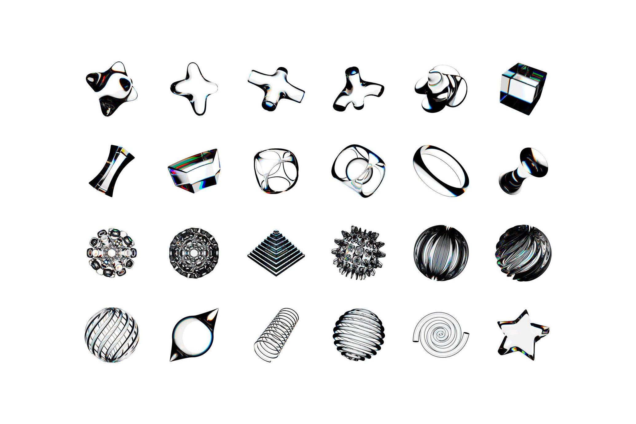 3D Glass Abstract Shapes