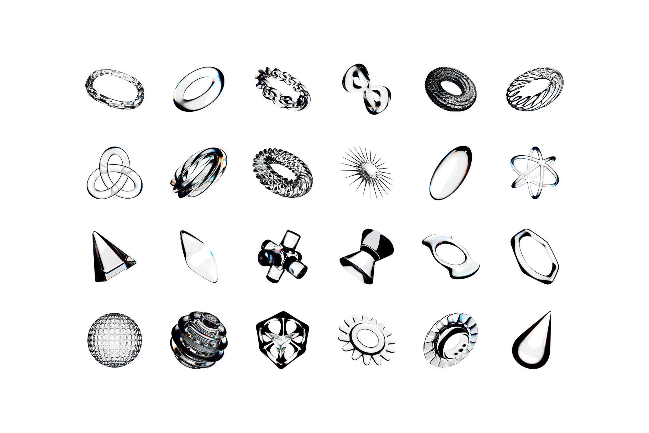 3D Glass Abstract Shapes