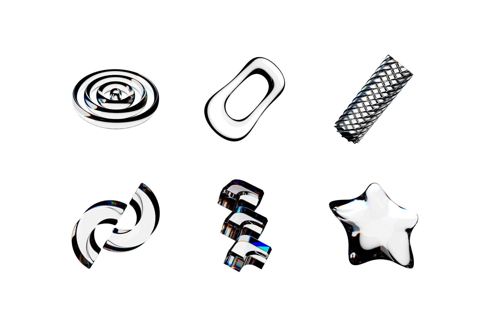 3D Glass Abstract Shapes