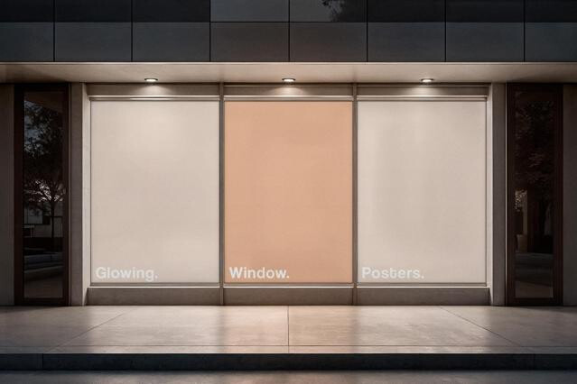 Outdoor Glowing Posters Mockup