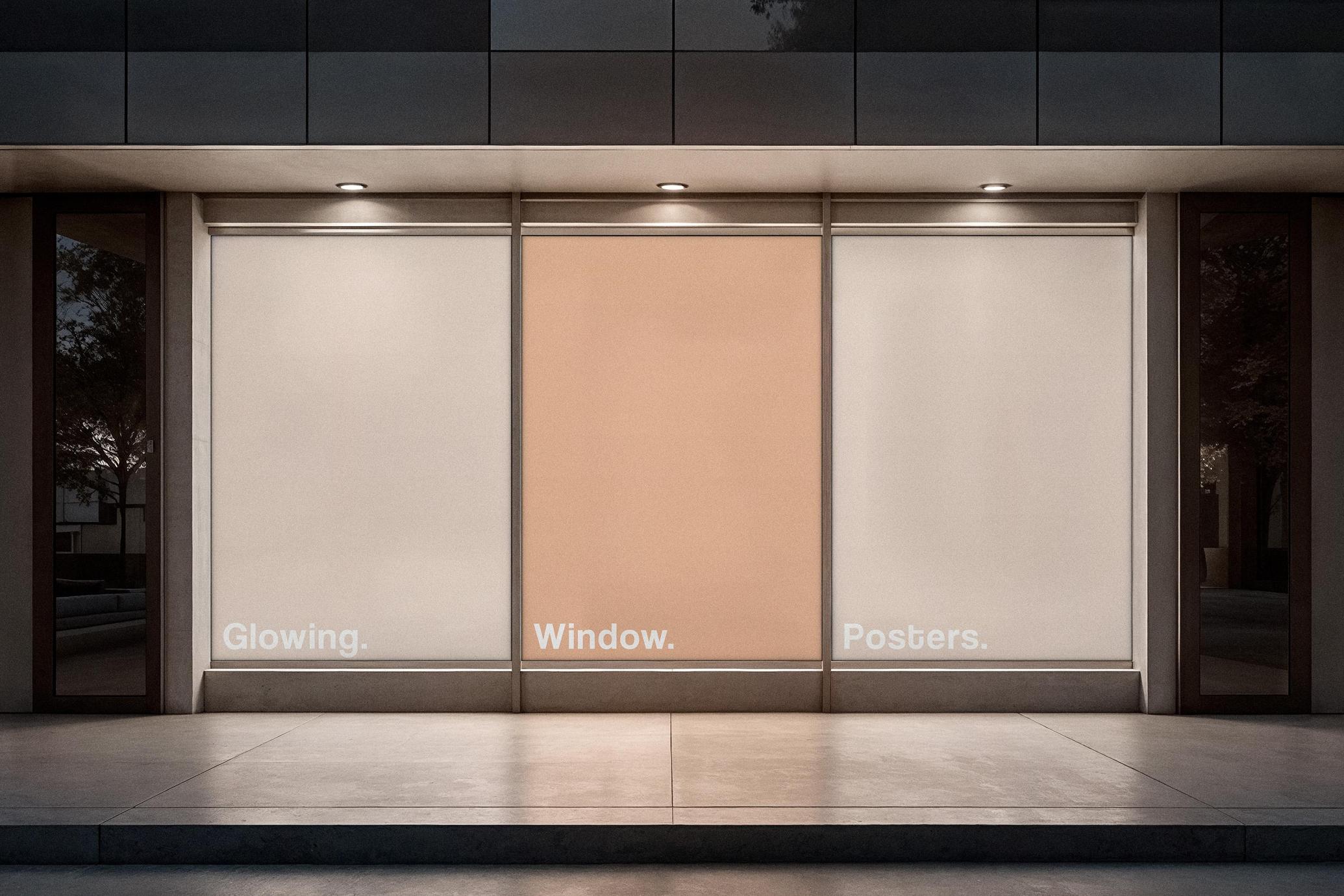 Outdoor Glowing Posters Mockup