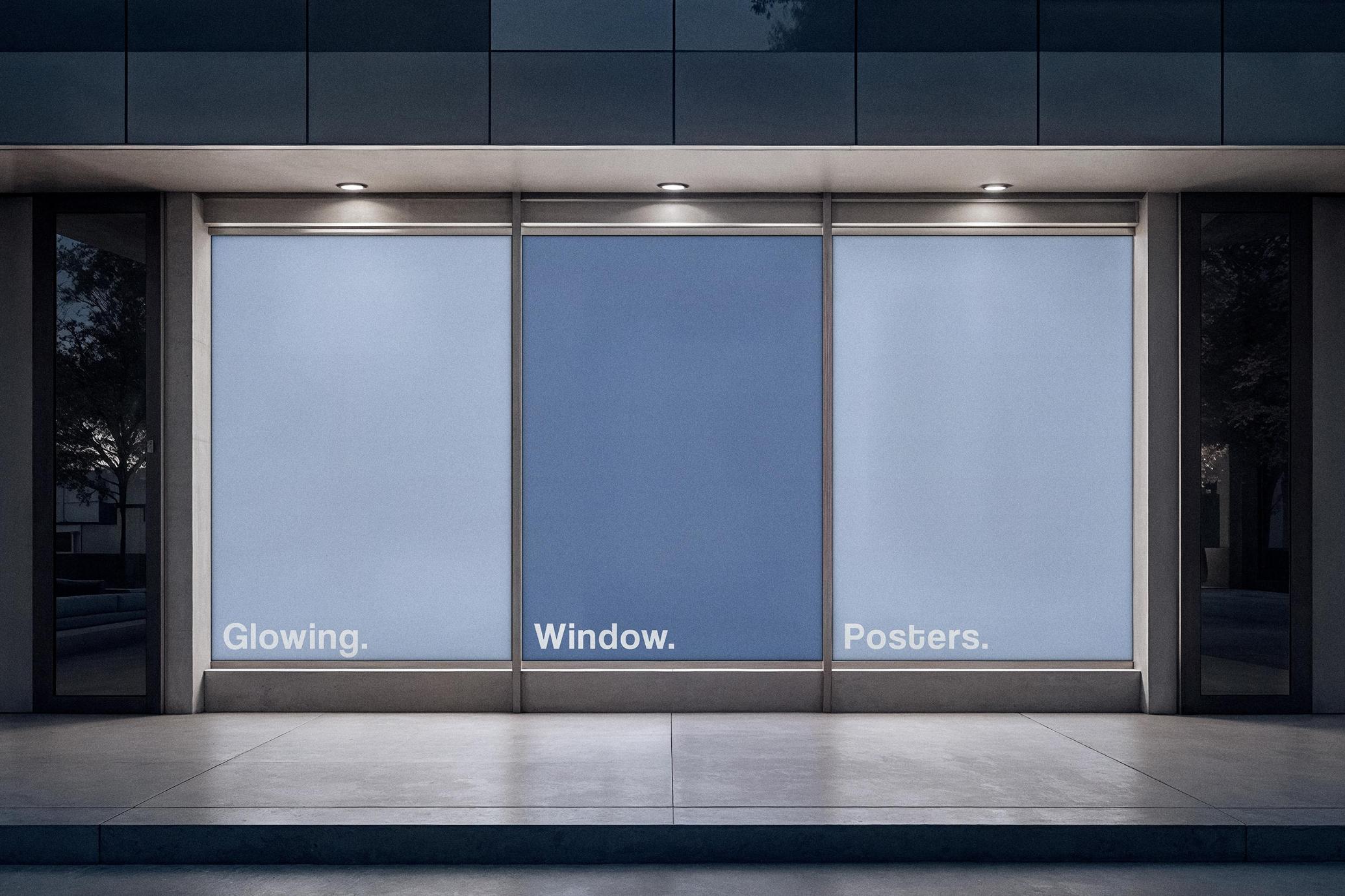 Outdoor Glowing Posters Mockup