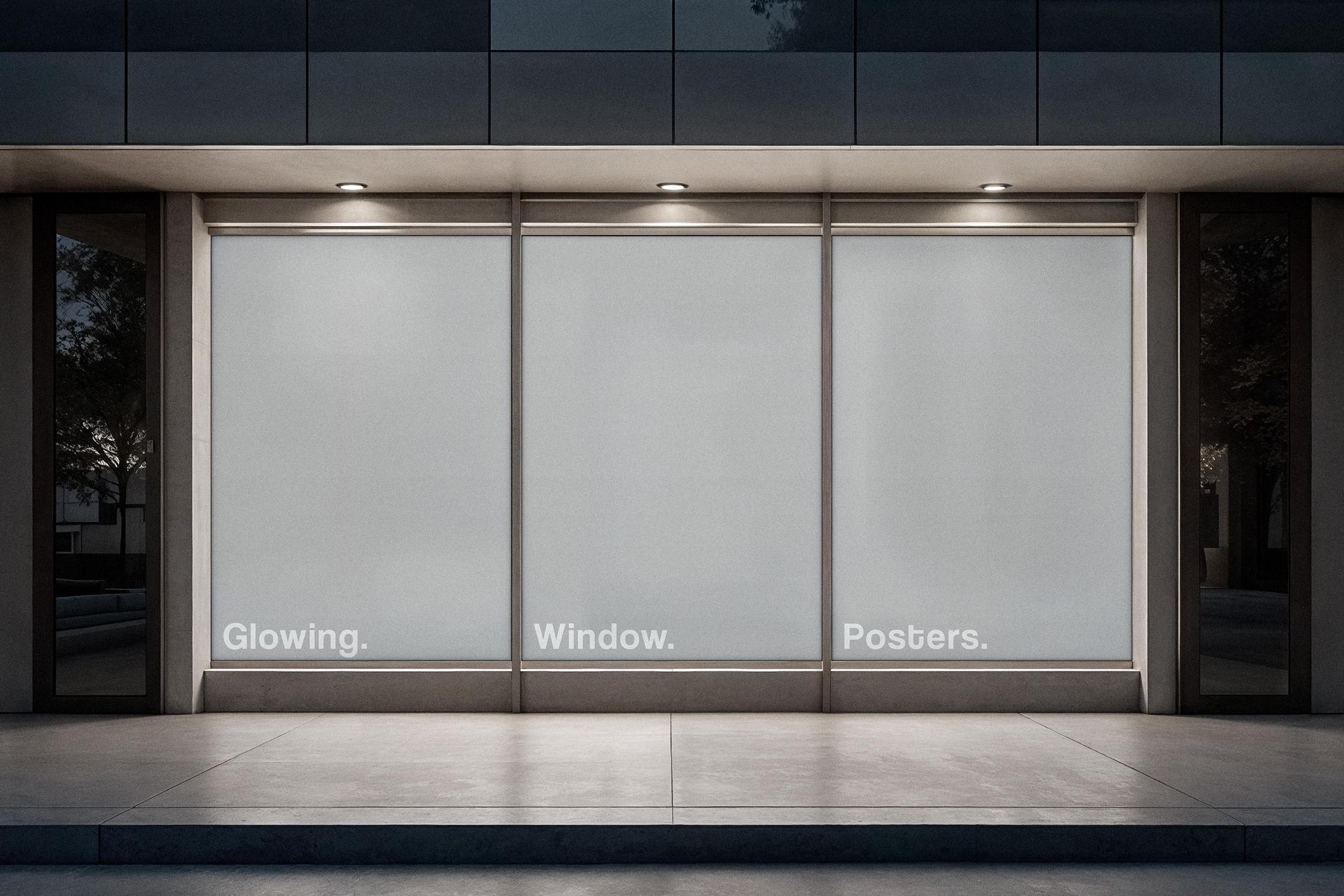 Outdoor Glowing Posters Mockup