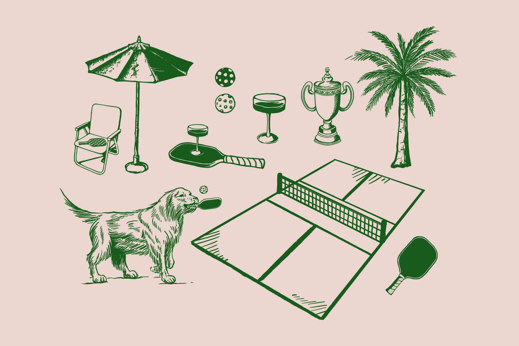Retro Pickleball Vector Graphics Collection