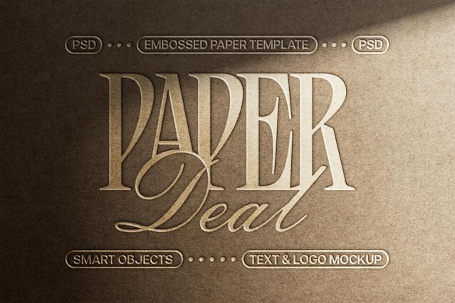 Paper Emboss Text & Logo Mockup