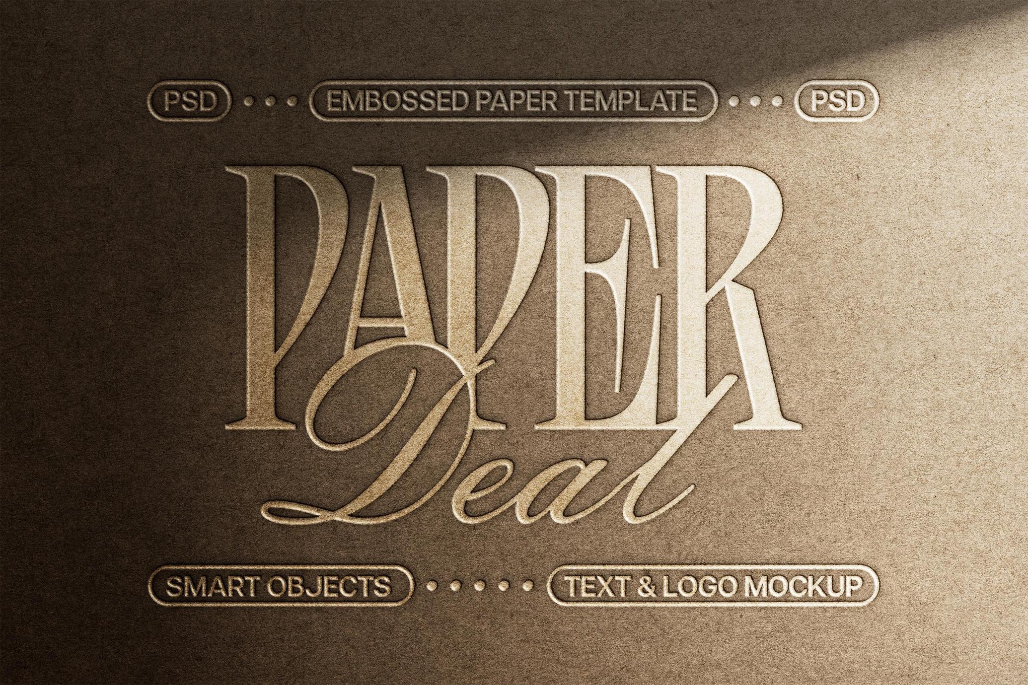 Paper Emboss Text & Logo Mockup