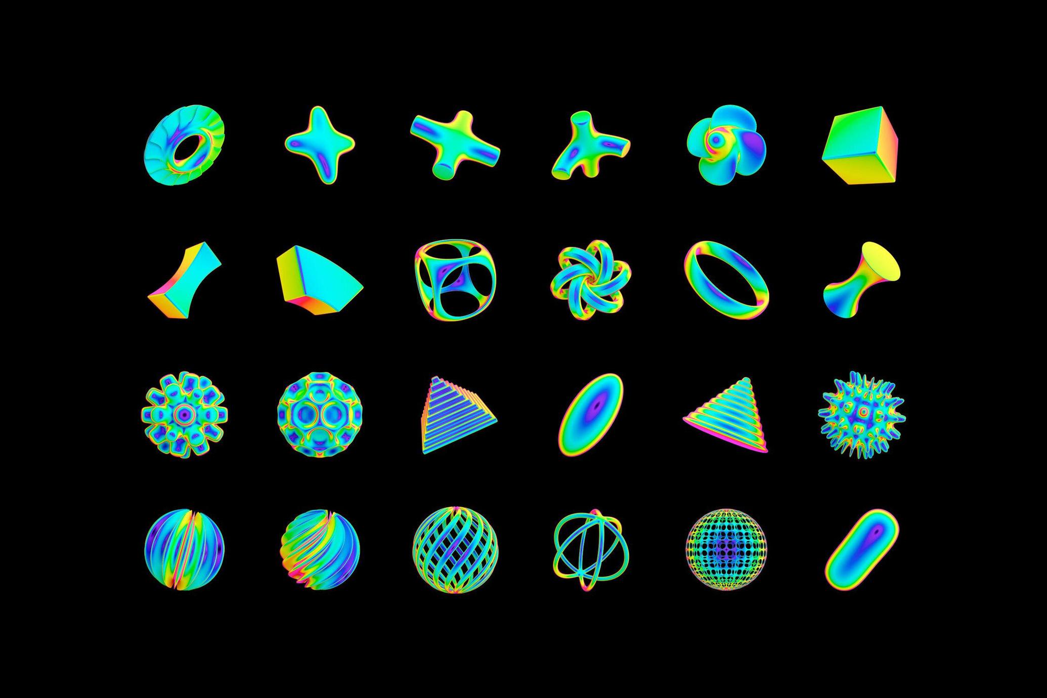 Neon Spectrum 3D Shapes