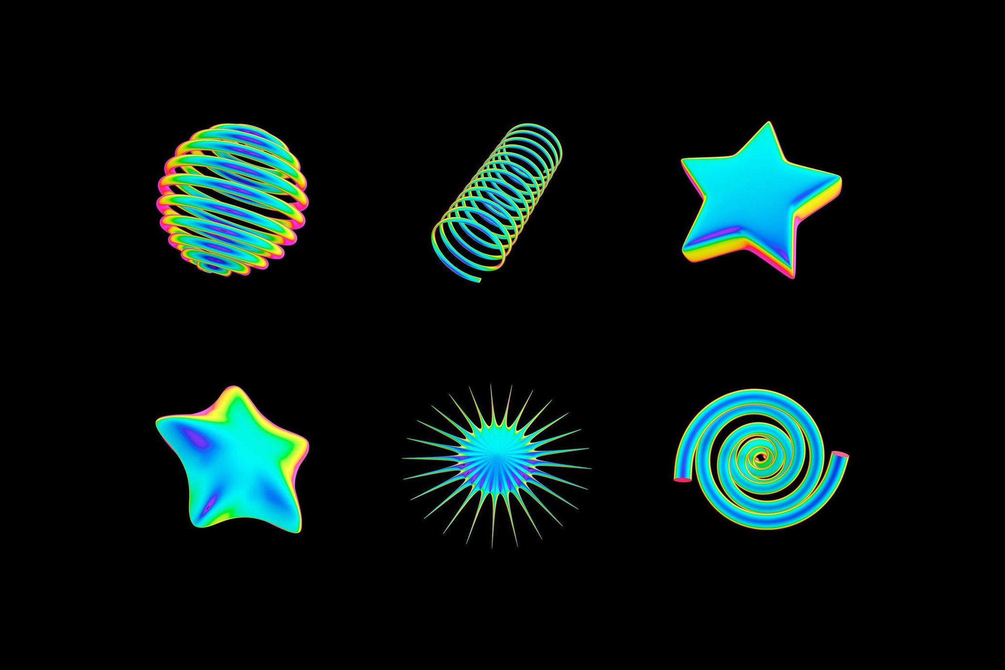 Neon Spectrum 3D Shapes