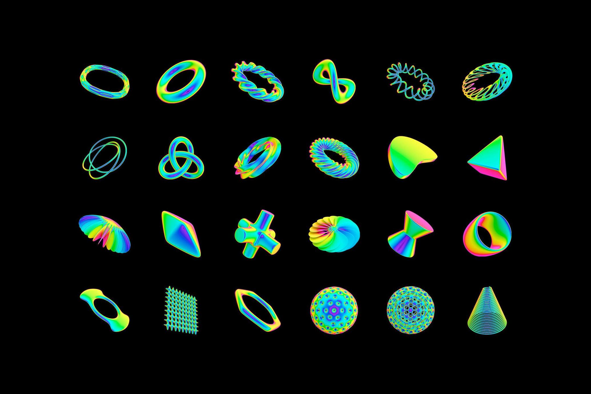 Neon Spectrum 3D Shapes