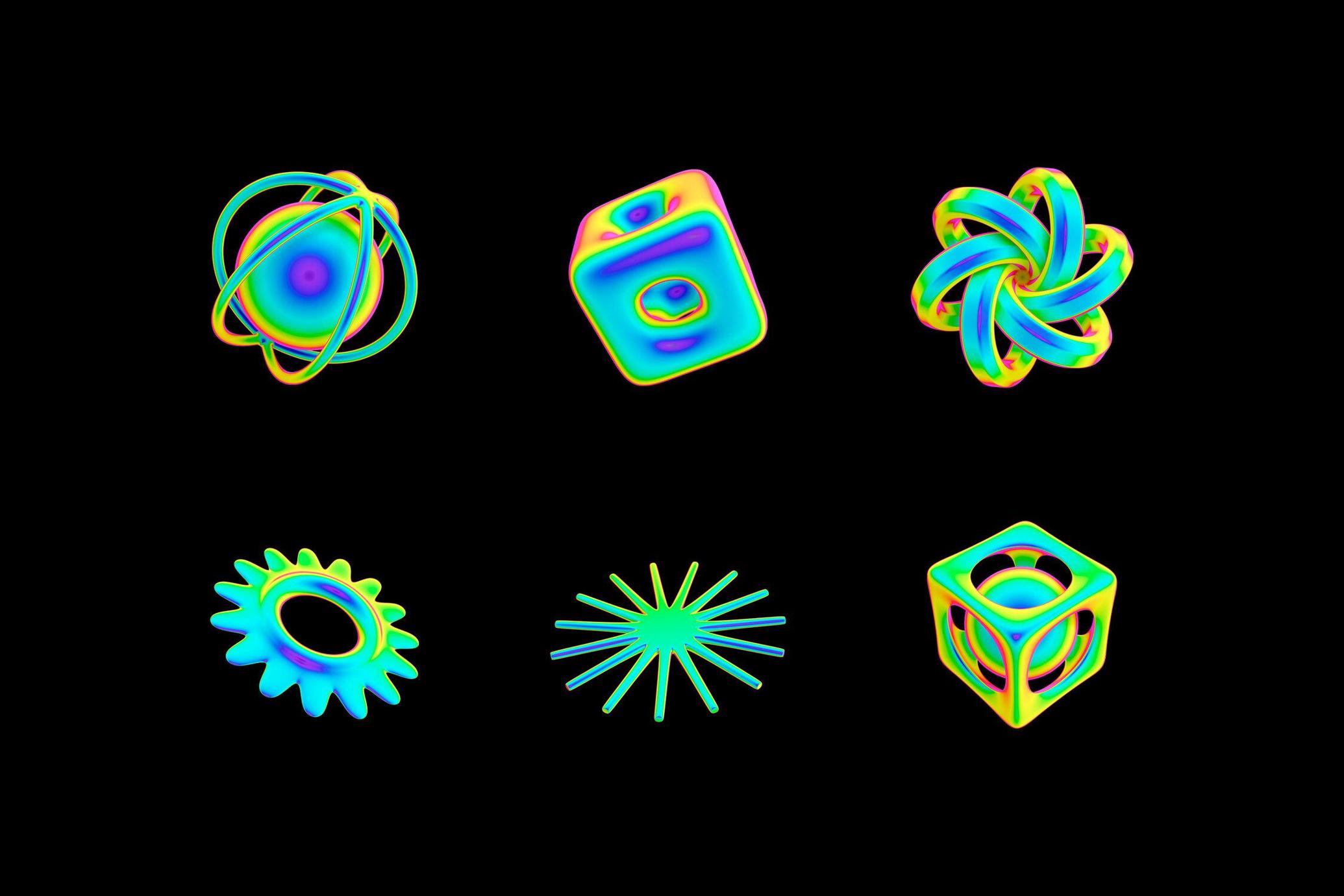 Neon Spectrum 3D Shapes