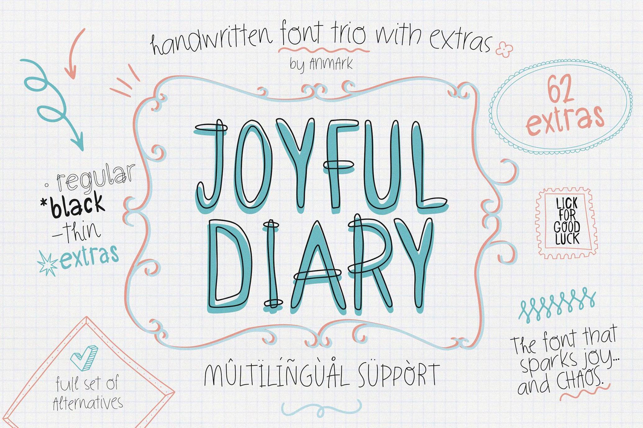 Joyful Diary | Playful Handwritten Font Trio