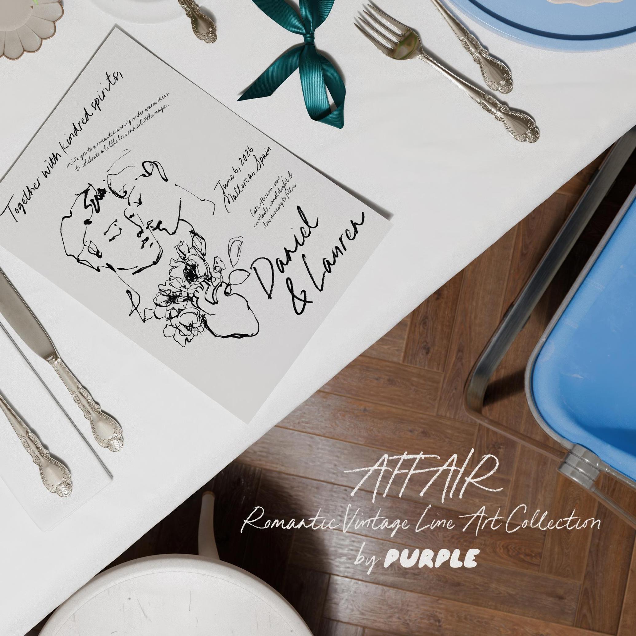 Affair: Romantic Vintage Line Art