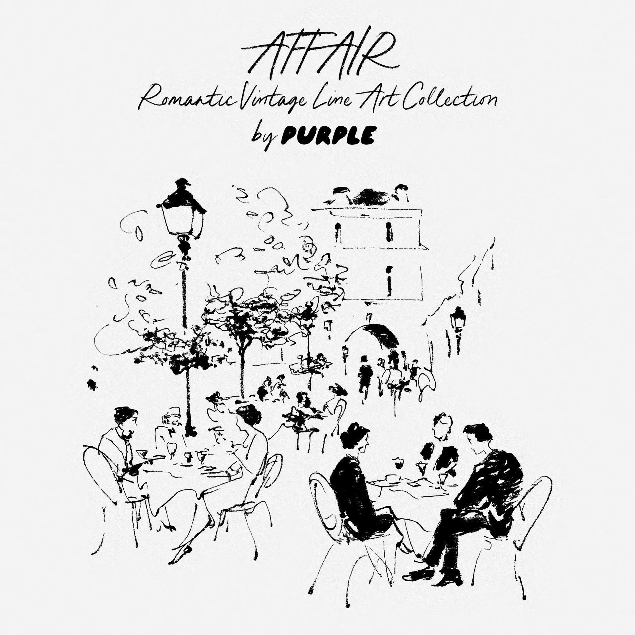 Affair: Romantic Vintage Line Art