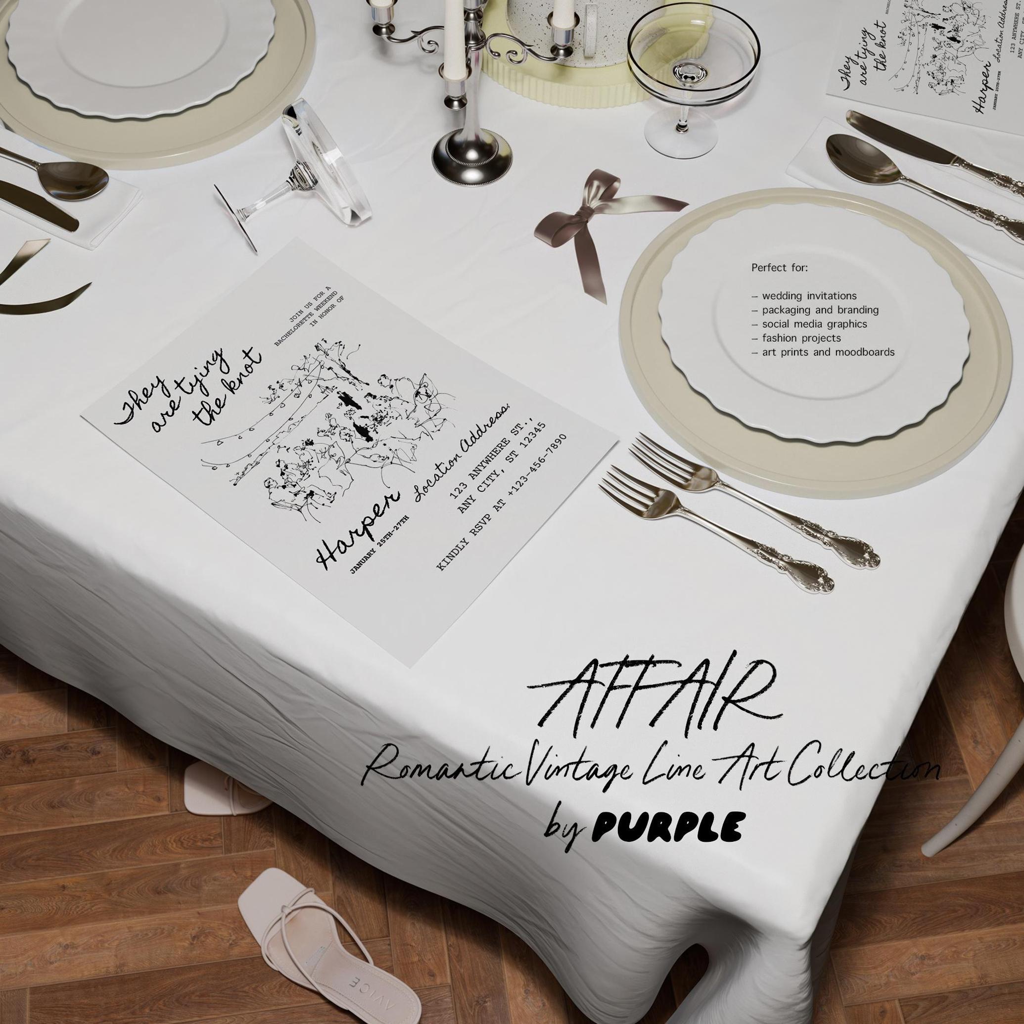 Affair: Romantic Vintage Line Art