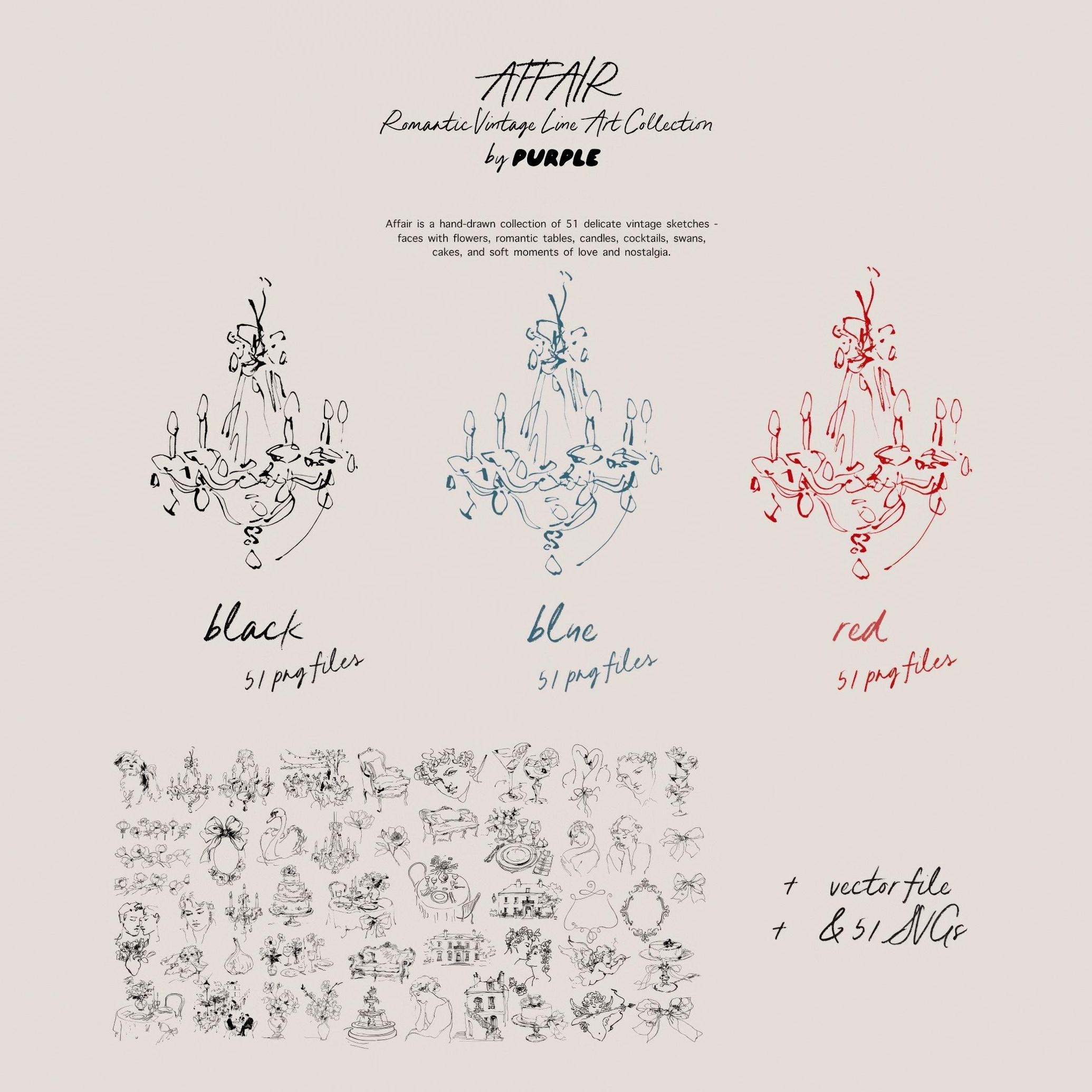 Affair: Romantic Vintage Line Art