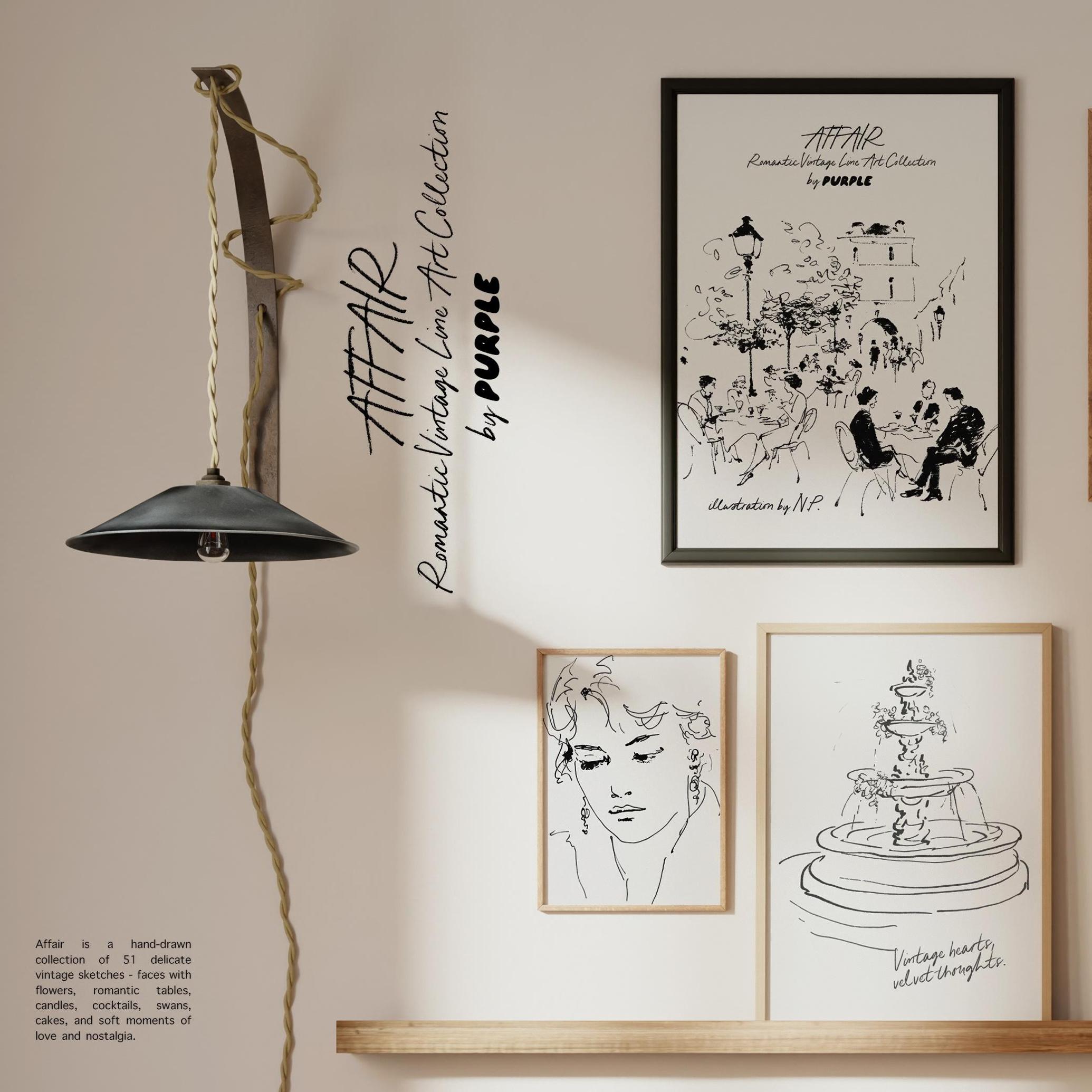 Affair: Romantic Vintage Line Art
