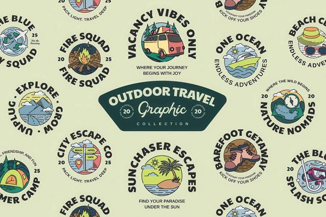 Outdoor Travel Vector Graphic Collection