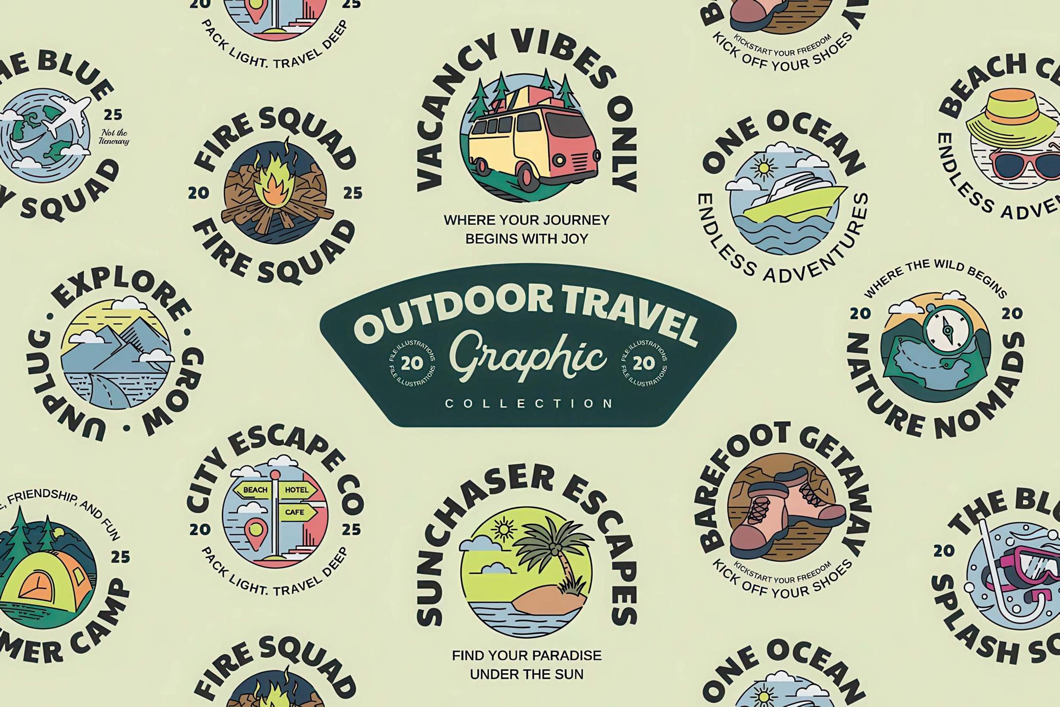 Outdoor Travel Vector Graphic Collection