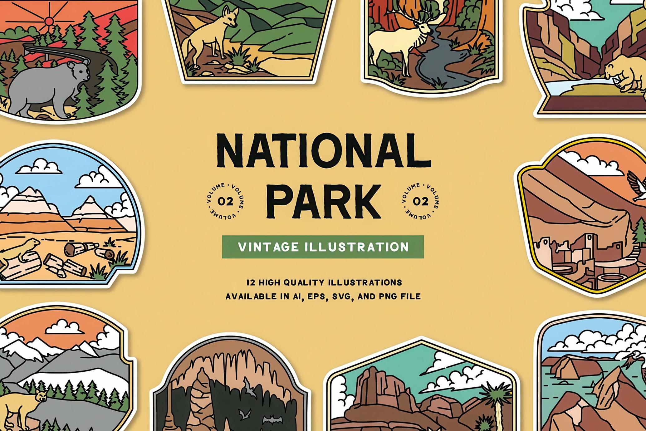 National Park Vintage Illustration