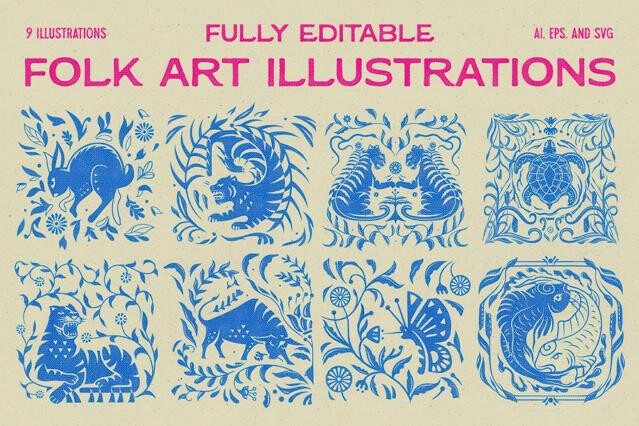 Animal Folk Art Illustration