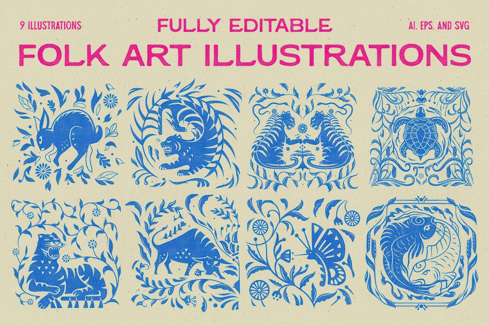 Animal Folk Art Illustration