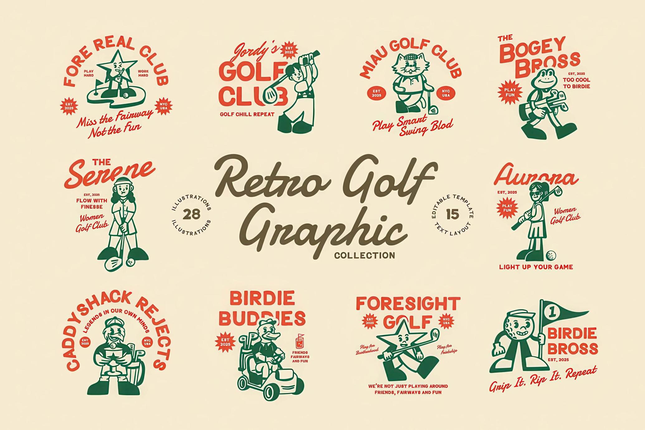 Retro Golf Vector Collection