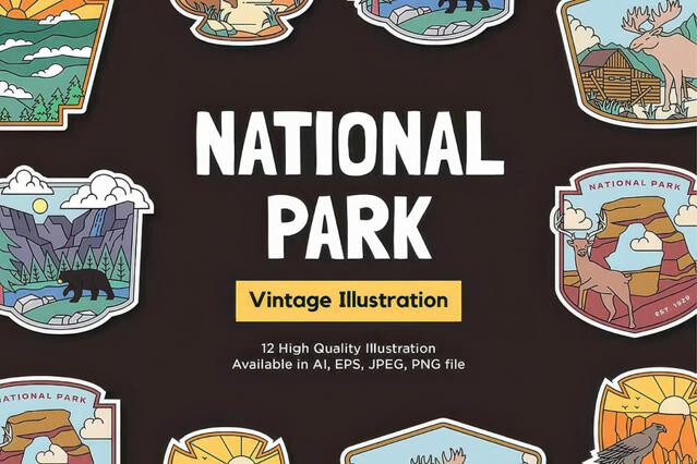 Vintage National Park Illustration