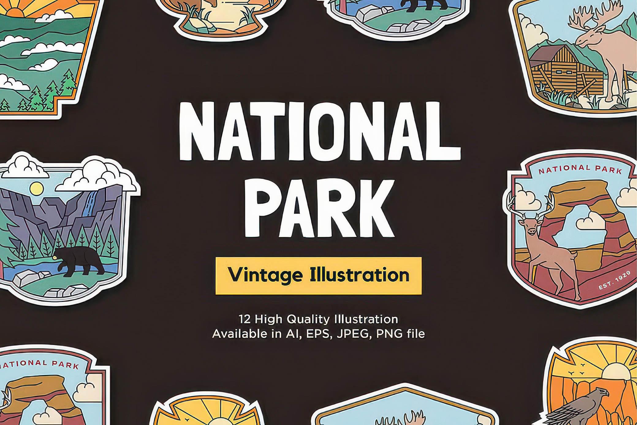 Vintage National Park Illustration