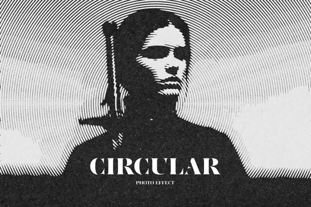 Circular Grunge Hafltone Effect