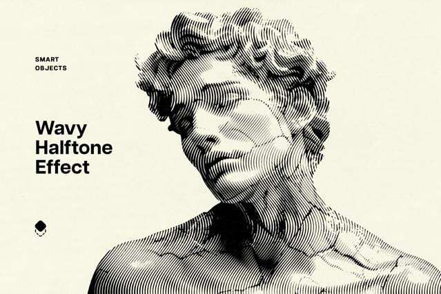 Wavy Halftone Photo Effect
